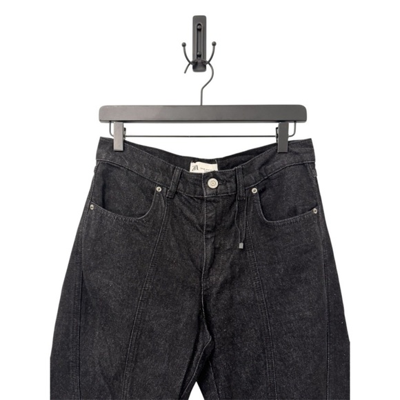 NWOT ZARA Slim High-Waisted Paneled Black Jeans - Picture 3 of 4